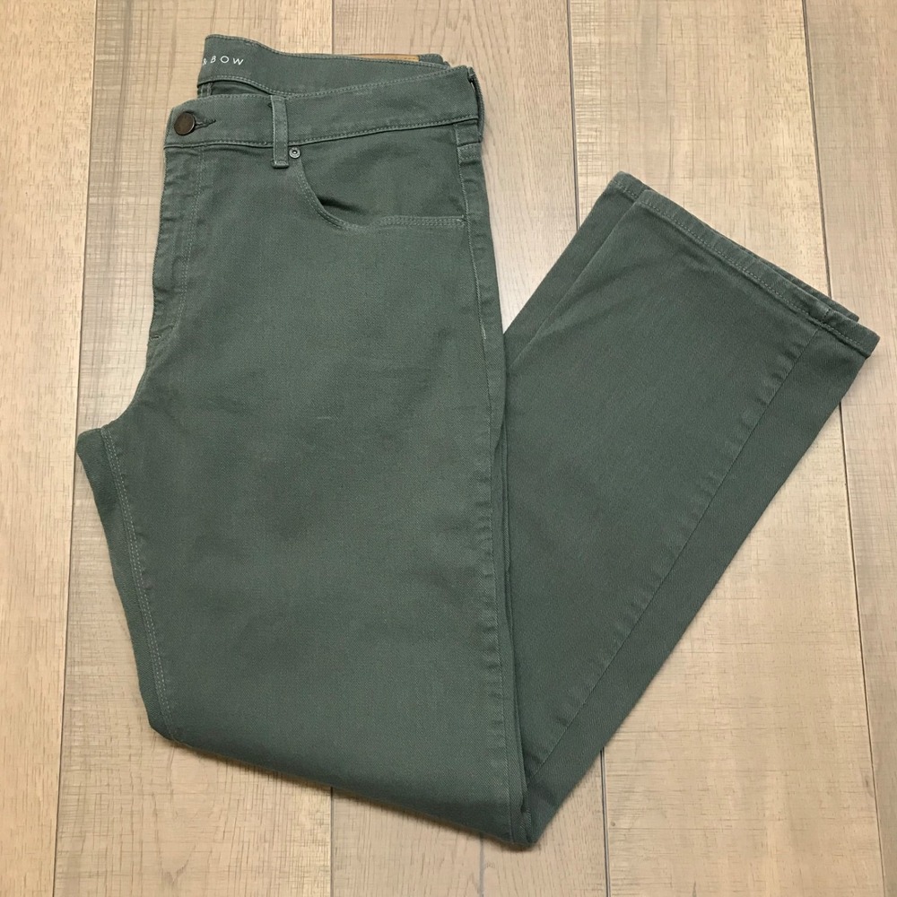 Mott & Bow Jeans Mens Size 35 X 32 Straight Mercer Moss Green Denim Stretch - Picture 3 of 14